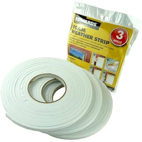 3 ROLLS DRAUGHT EXCLUDER FOAM - WATERPROOF SELF ADHESIVE BACKED TAPE - IDEAL FOR DOOR AND WINDOWS Cover