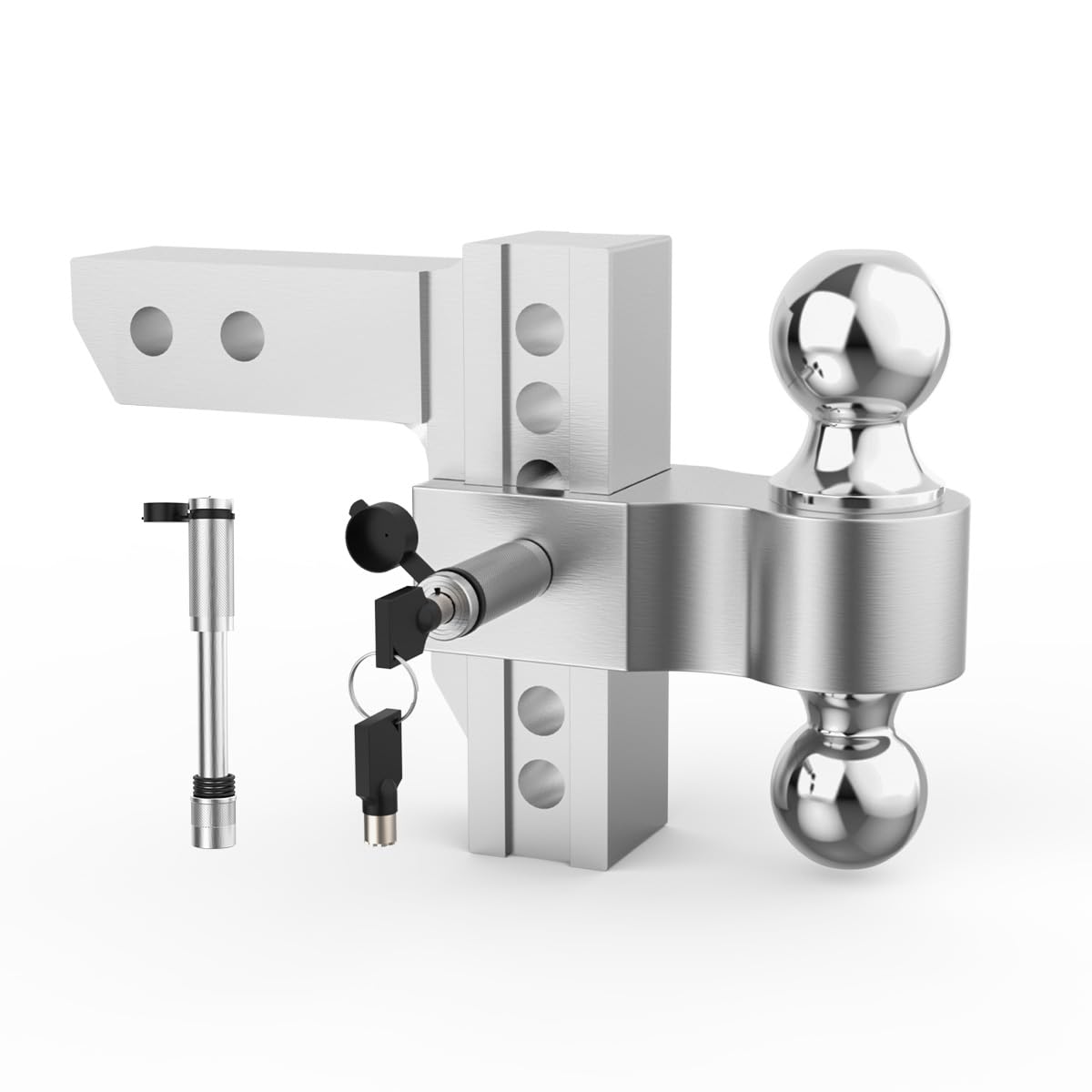 RIDWINDAdjustable Trailer Hitch, 6-Inch Drop/Rise Hitch Ball Mount Fits 2-Inch Receiver, Aluminum Tow Hitches (2" & 2-5/16"), Heavy Duty Truck Hitch 12500 LBS GTW & Anti-Theft Locking Hitch Pins