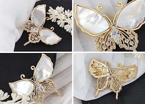Image of Alilang Sparkling Zircon Seashell Butterfly Brooch Pin With Crystal Rhinestones For Wedding Party