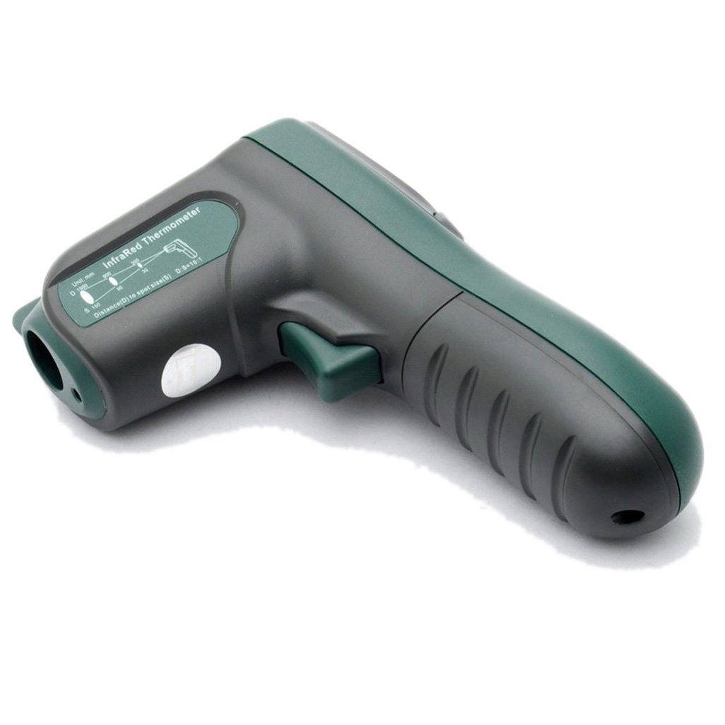 Mastech MS 6520B Infrared Thermometer side view showing distance to spot ratio diagram