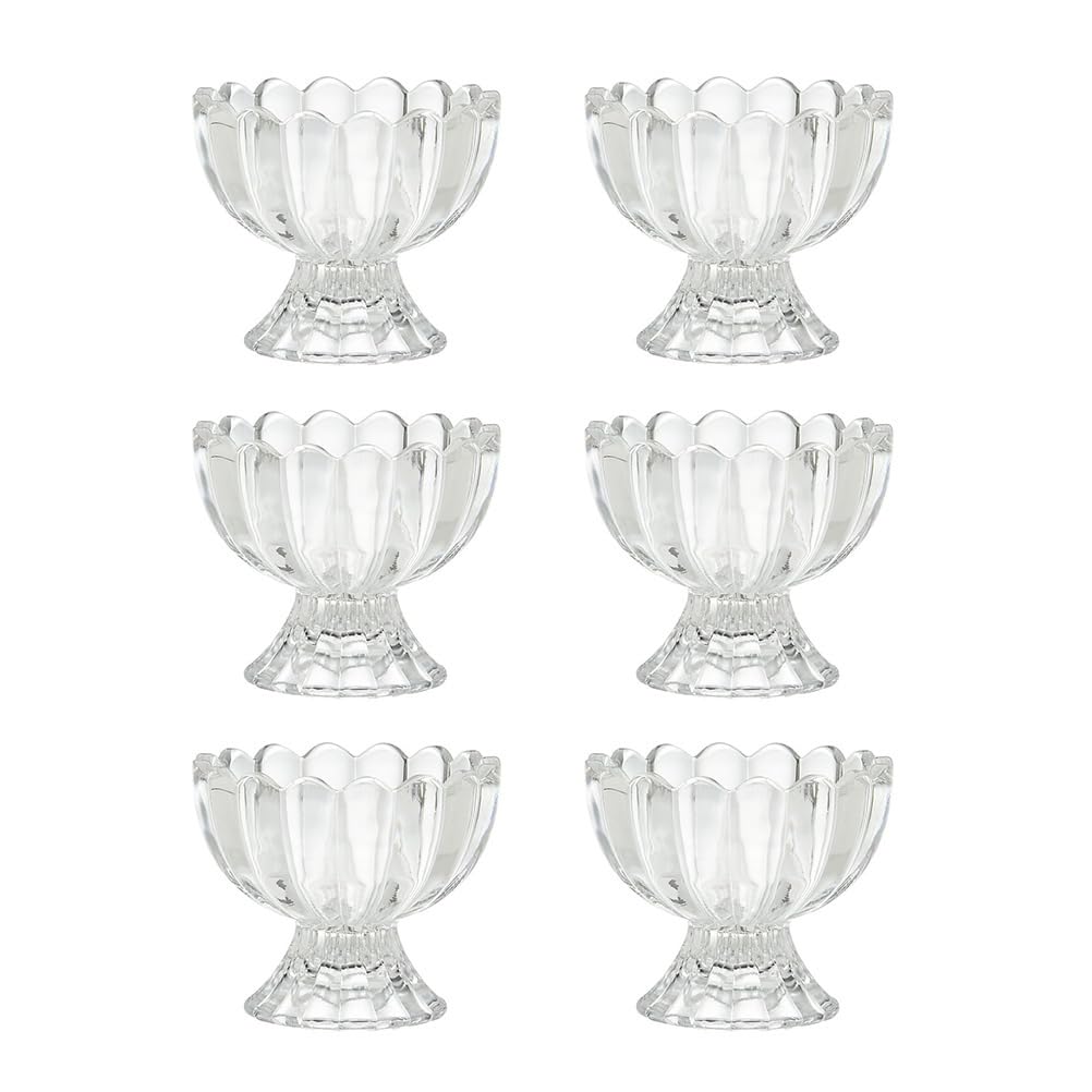 ULTECHNOVO Dessertschalen Glas 6er Set 100 ml, stapelbare Eisbecher mit Fuß, spülmaschinenfest, transparente Glasschalen für Pudding, Gelee & Obst, Dessertgläser für Zuhause & Party
