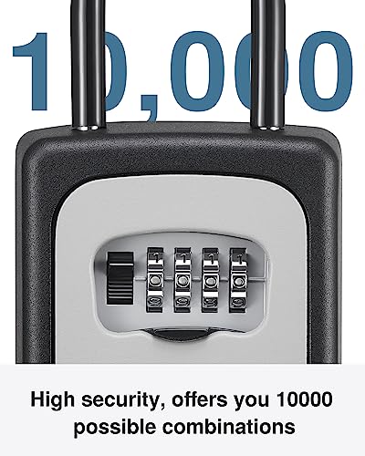 Image of Puroma Large Key Lock Box - Resettable Combination Code, Portable Wall Mount, Waterproof Security Safe for Outside, Outdoor Home, Office Door Handle, House Key - Gray (4 Pack)