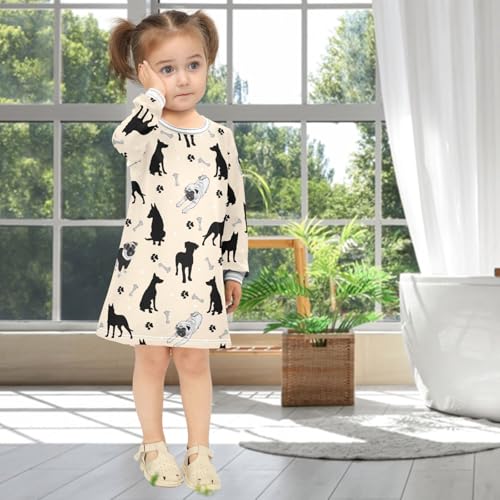 Girls Dresses Toddler Girl Clothes Dog Bone Pattern Winter Casual Long Sleeve for Kids 2-8 Years4