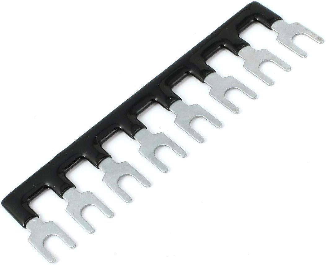 NEW LON0167 Fork Type 8 Postions Terminal Strip Block Black Silver Tone AC 600 ν 25A(Gabel Typ 8 Positionen Klemmenleistenblock Schwarz Silberfarbe AC ​​600 ν 25A