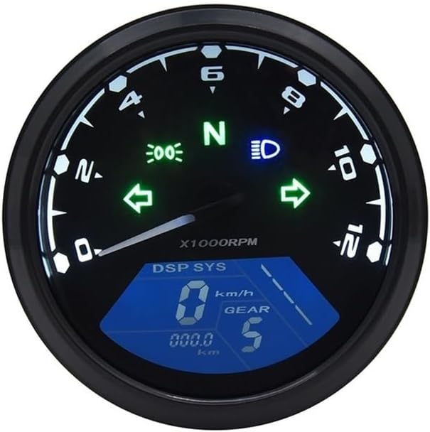 Speedometer Gauge Universal Motorcycle 12000RMP Speedometer Odometer Tachometer 1-4 Cylinders Motorbike Gauge Motorcycle Digital Dash