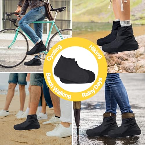 Hopton Schuhüberzieher Wasserdicht 3 Paare, Regenschutz Schuhe Wiederverwendbare, Latex Schuhüberzieher Rutschfesten, Regenüberzieher Schuhe für Outdoor-Aktivitäten, Wandern, Regen, Schnee, Feldwege
