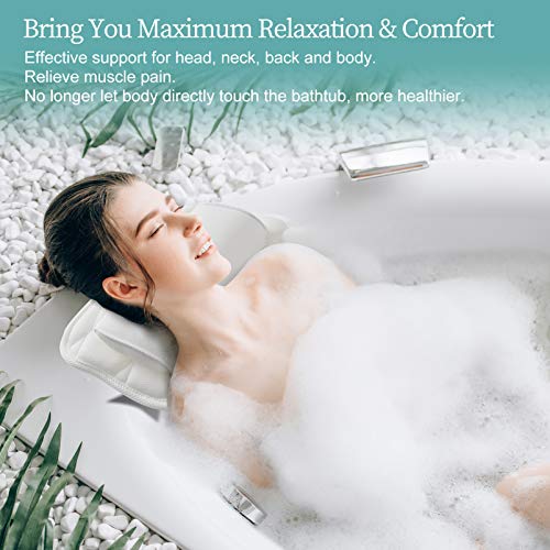 Full Body Bath Pillow, Upgraded Bath Pillows for tub with 10 Non-Slip Suction Cups & 4D Air Mesh Breathable, Spa Bathtub Pillow for Head Neck Shoulder and Back Support- Free Washing Bag & Quick Drying - Thumbnail 6