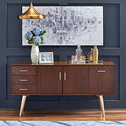 Target Marketing Systems Maura Mid Century Modern Dining Room Buffet Cabinet with Adjustable Shelves, 56', Walnut