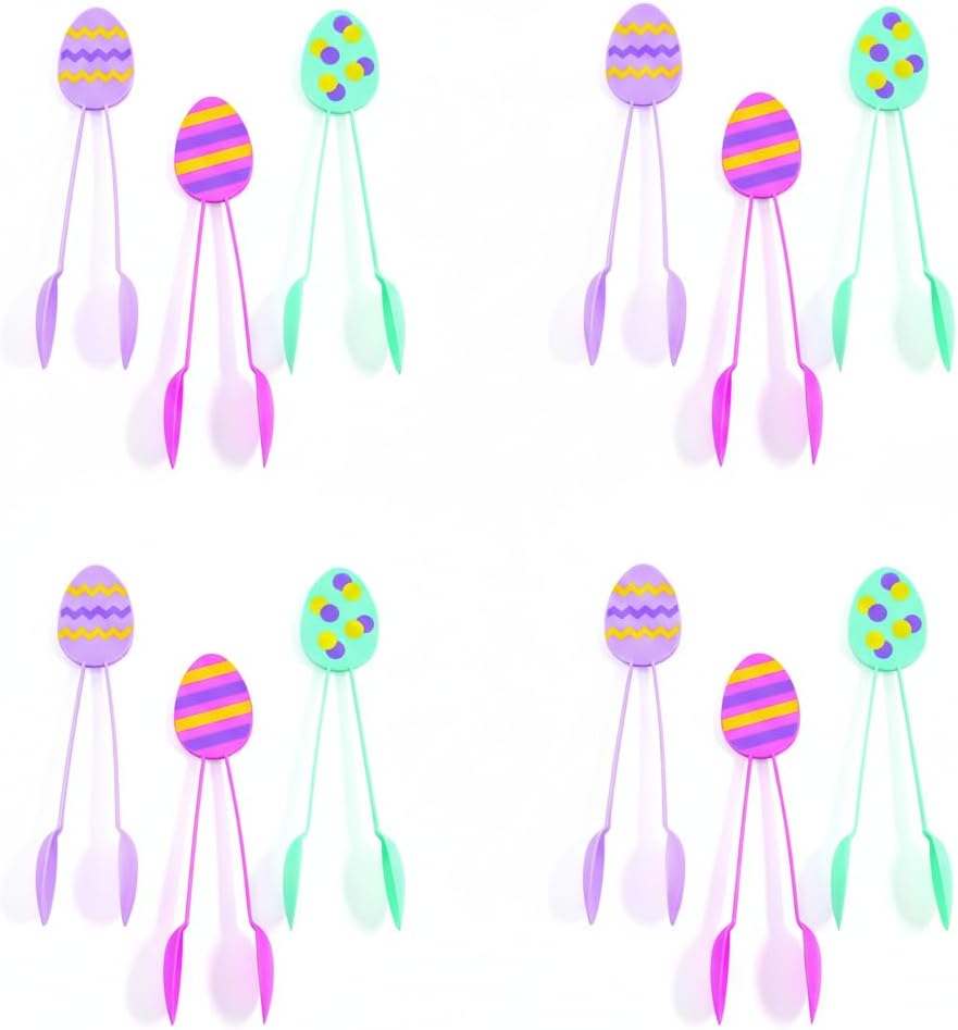 Fun Express Easter Egg Dying Tongs, 12 Pieces, Great For Kids Mess Free Crafts for Easter, Daycare, School and Home Supplies