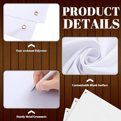 Image of Zonon Large Blank Banners And Signs Polyester Oxford Cloth Sublimation Banner To Decorate With Hanging Rope For Indoor Wall Outdoor Easy to Hang DIY Signs For Business Office(White,3 x 5 Feet)