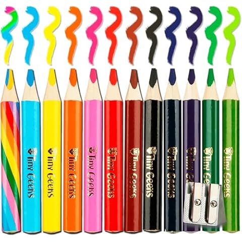 TinyGeeks Jumbo Pencils - NEW 2024-12 Triangle Short Colored Pencils for Kids and Rainbow Pencil + Sharpener - Perfect for Preschool, Toddlers and Beginners + Recommended by Teachers & Experts Cover