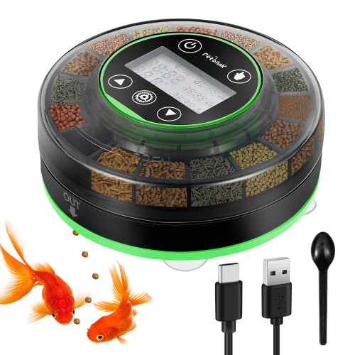 Automatic Fish Feeder for Aquarium – Moisture-Proof and Precision Feeding Betta Vacation Feeder, USB Rechargeable Auto Fish Food Dispenser with Timer,LCD Display