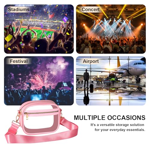 Image of Fibrdoo Clear Bag Stadium Approved, Leather Clear Crossbody Purse Bag for Concerts Sports Events Festivals