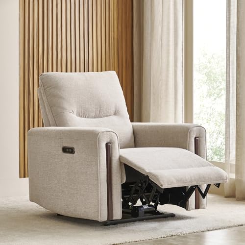 Image of Home Centre | Malinda Fabric 1 Seater Electric Recliners | Recliner Sofa for Living Room | Beige | 1 Year Warranty