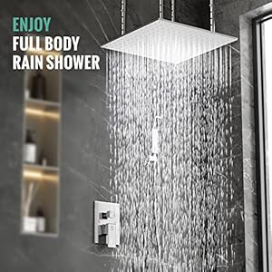 20 Inch Extra Large Full Body Shower System Bathroom Luxury Rain Mixer Shower Combo Set Ceiling Mounted Rainfall Shower Head Faucet Polished Chrome (Contain Shower Faucet Rough-In Valve Body and Trim) 20 Inch Extra Large Full Body Shower System Bathroom Luxury Rain Mixer Shower Combo Set Ceiling Mounted Rainfall Shower Head Faucet Polished Chrome Contain Shower Faucet Rough In Valve Body and Trim