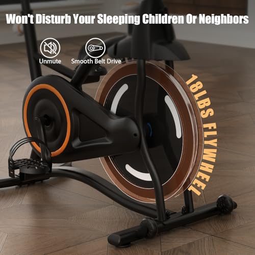 Image of HOELLL Exercise Bike Stationary Bikes for Home Compact Indoor Cycling Bike | with Tablet Mount, with Exclusive Heart Rate Sensor and APP Sync, with Continuously Variable Resistance, Black&White&Red