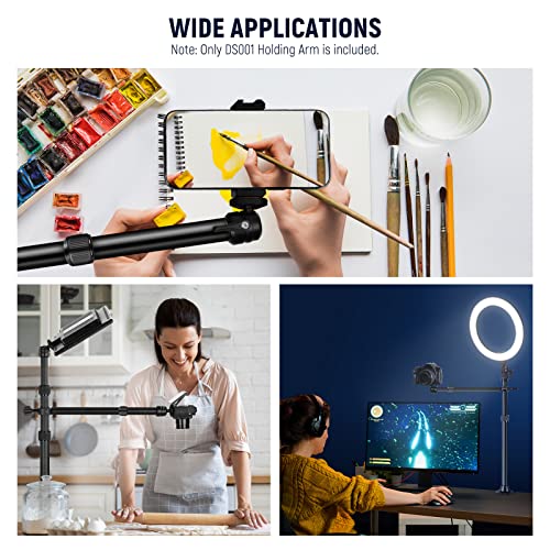 Image of NEEWER DS001 Table Overhead Camera Mount Arm 11.8-20in /30-51 cm Telescopic | Extension Arm for Table Stand, Ball Head Mount, 1 /4 Inch 3 /8 Inch 5 /8 Inch Screws, for Webcam Camera LED Ring Light