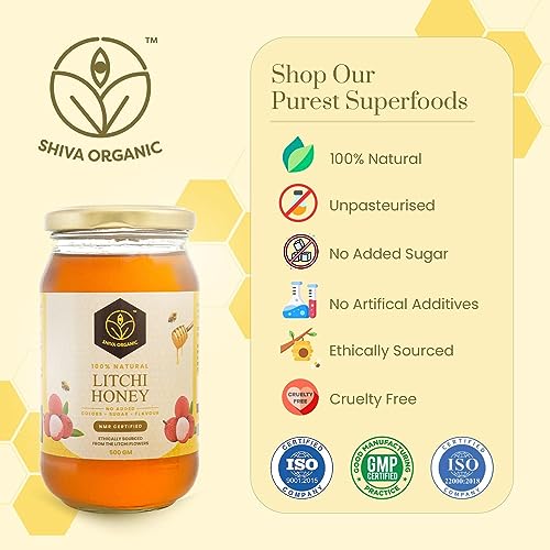 Image of Shiva Organic Raw Litchi Honey 1Kg | 100% Pure NMR Tested | Raw and Unprocessed