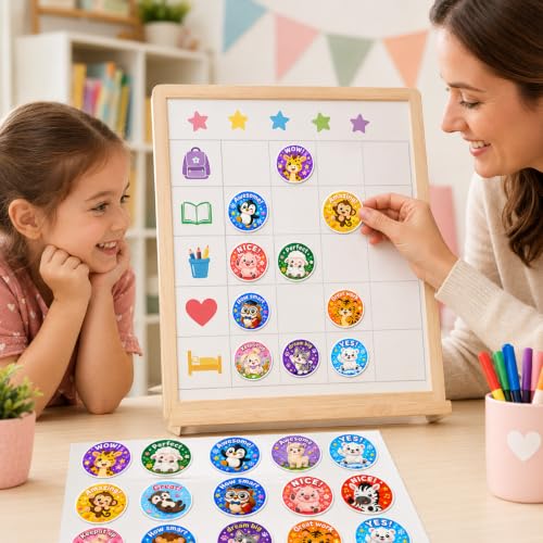 60pcs Reward Stickers for Teachers 20 Designs, Cute Animal Motivational Labels, Positive Classroom Incentive Decals, School Supplies for Homework Charts Prizes Assignments Behavior Rewards - Image 3