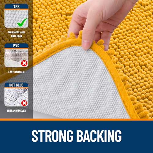Image of OLANLY Large Bathroom Rugs 47x32, Soft Absorbent Chenille Bath Rugs, Rubber Backing Quick Dry, Machine Washable Bath Mats for Bathroom Floor, Tub and Shower, Home Decor Accessories, Golden Yellow