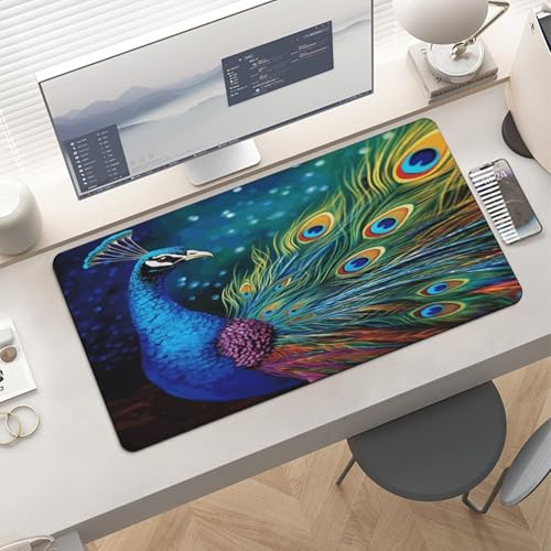 Colored Peacock Desk Pad con base de goma grande 30x60 cm miniatura 6