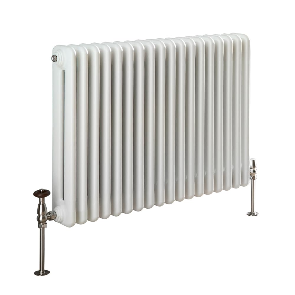 Milano Atticus White Cast Iron Style Horizontal Double Column Radiator - 600mm x 820mm