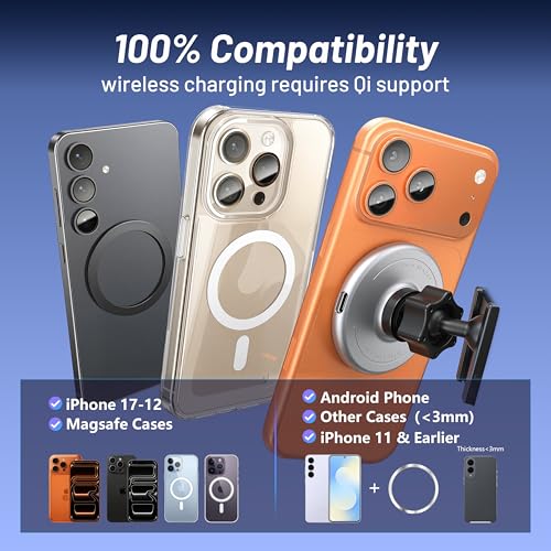 Image of Phone Holder for Honda Accord Hybrid (2023-2026 11th, Only Fits 12.3 inch Screen),MagSafe Car Mount Charger,Magnetic Phone Holder,15W Wireless Charging, 360, Hands Free, with Storage Box,Car Accessories
