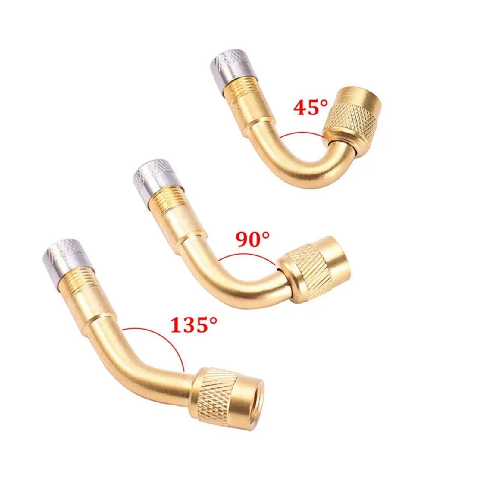 Ventilverlängerung 1 Stück 45/90/135 Grad Messing-Reifenventil-Verlängerungsadapter mit Winkel for Autos, LKWs, Motorräder und Fahrräder(Gold 1pc-45)