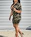 xxxiticat Women's Short Sleeve Military Playsuits High Waist Camo Zipper Down Rompers Camouflage One Piece Jumpsuit(GR,M)