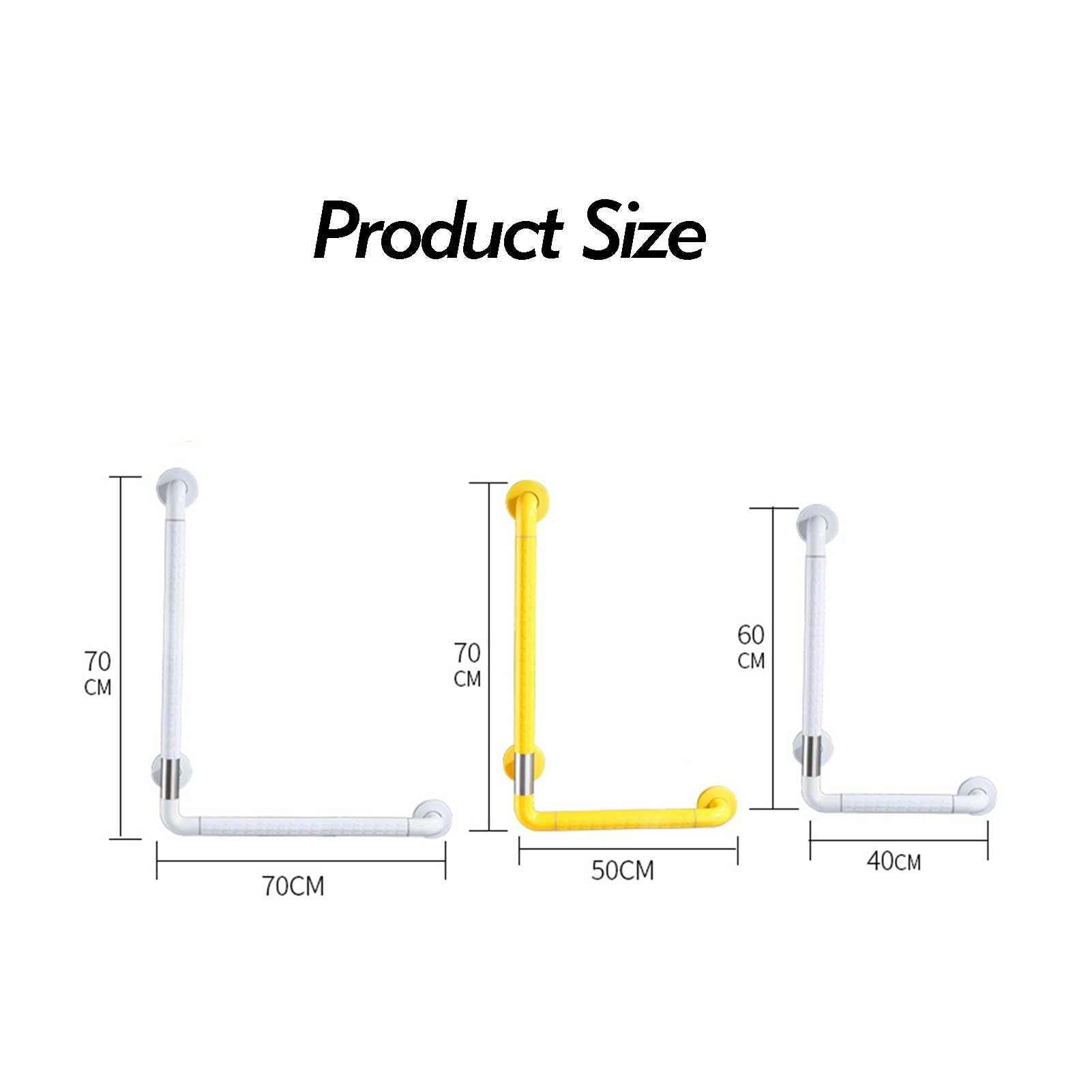 Barra De Apoyo For Ducha En Forma De L Con Círculo Iluminado, Barra De Apoyo For Baño, Inodoro, Cocina(Yellow,70x70cm)
