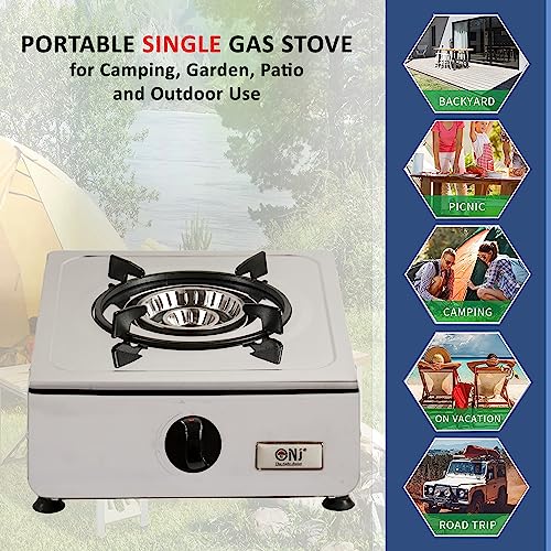 NJ-100 Stufa a gas da campeggio Singolo bruciatore Portatile portatile in acciaio inossidabile GPL 4.0kW - immagine 4