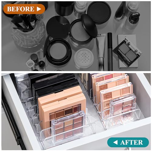Anseom Eyeshadow Makeup Storage Organiser, 7 Compartment Palette Organiser Clear Plastic Makeup Storage Holder, Drawer Palette Holder Organiser Acrylic Makeup Organizer for Blusher Highlight Powder - Image 5