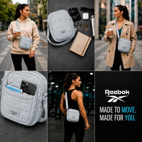 Image of Reebok Womens Crossbody Bags - Lightweight Sling Cell Phone Purse, Quilted Small Crossbody Bags Women