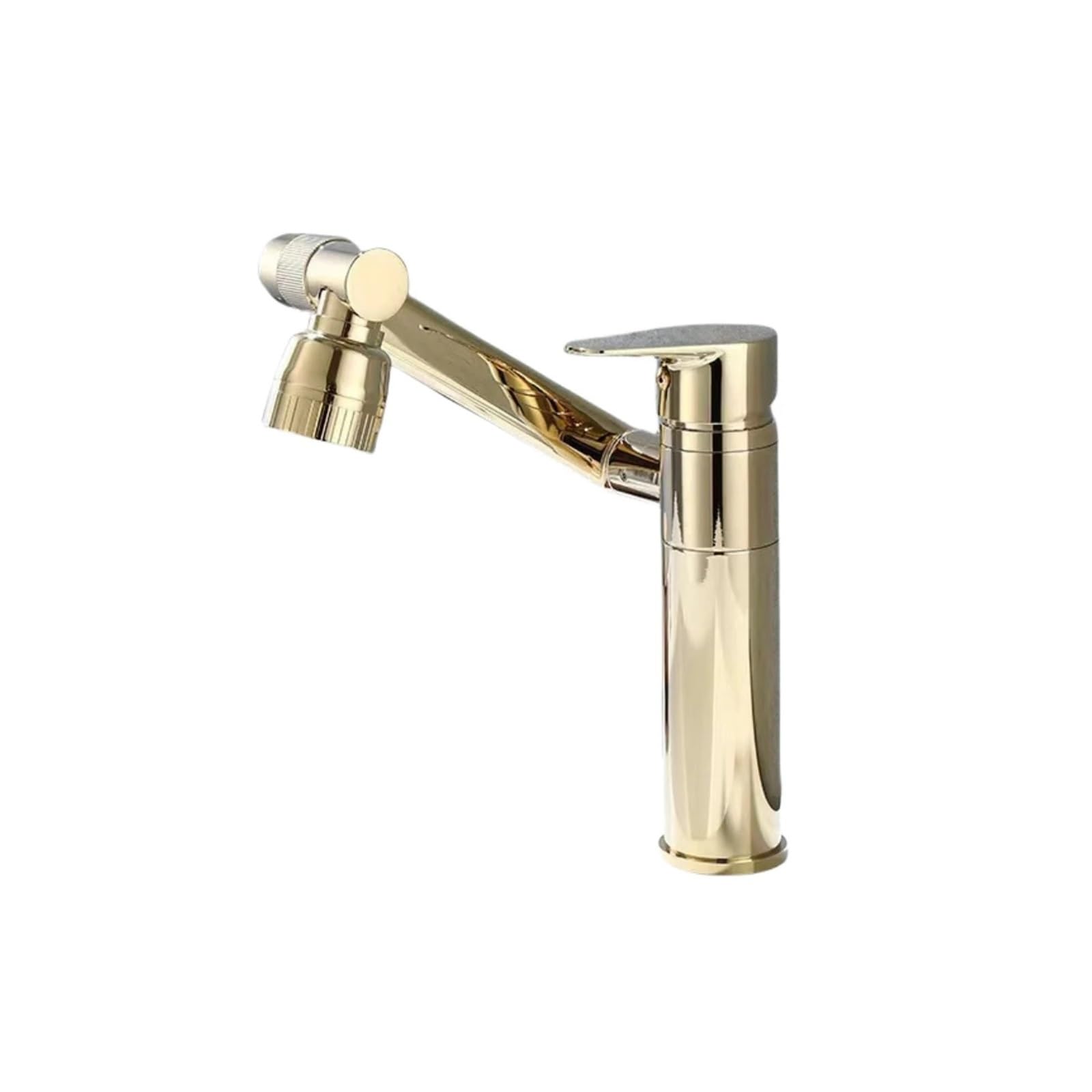 Soywim Gold Short Triple 360 Degree Bathroom Faucet, Deck Mounted Hot And Cold Water Mixer Aerator Black/Grey/Chrome/Gold/White Tap Tapware,High-Pressure Resistant(Gold Short)