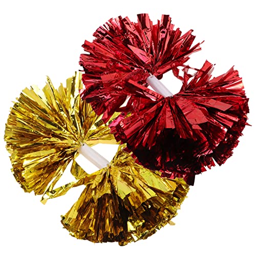 Sosoport 2Pcs Cheerleader Pom Poms Reusable Sports Props for Cheerleading Dance Performance and Competitions Eye Catching Metallic Cheer Accessories