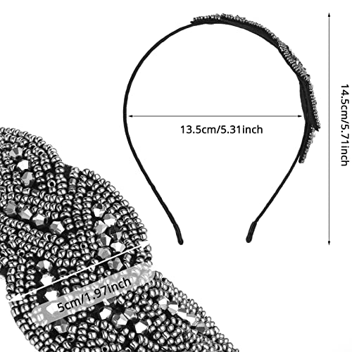 Wllhyf 1920S Headbands For Women Christmas Black Crystal Hairband Rhinestone Flapper Headpiece 20S Vintage Hair Valentines Accessory For Girls Costume Party (Grey) #TOP1