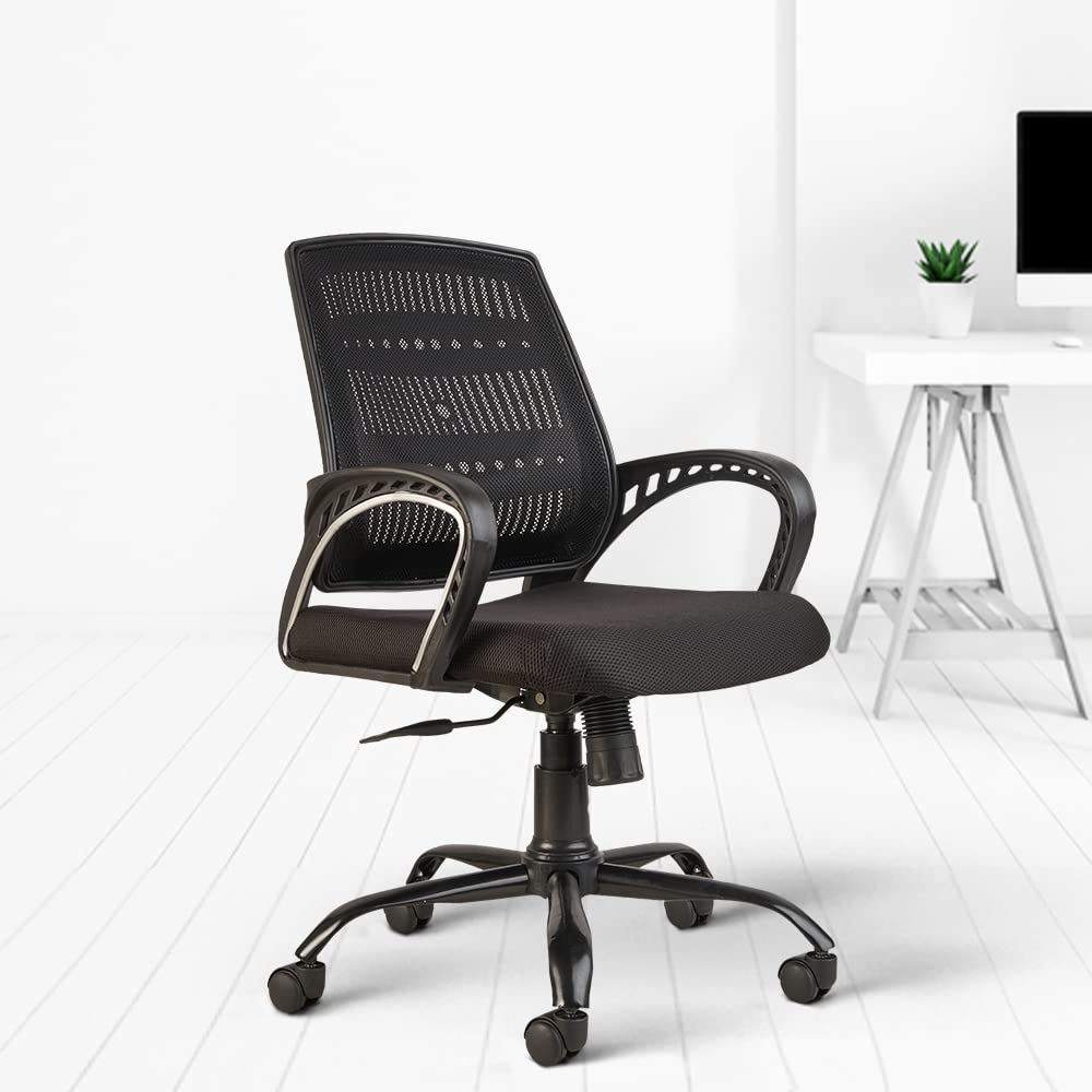 CELLBELL C106 Medium Back Mesh Office Chair/Study Chair/Revolving Chair/Computer Chair for Work from Home Metal Base Height Adjustable Reclining Chair [Black] (B08VGQBQ6R) Amazon Price History, Amazon Price Tracker