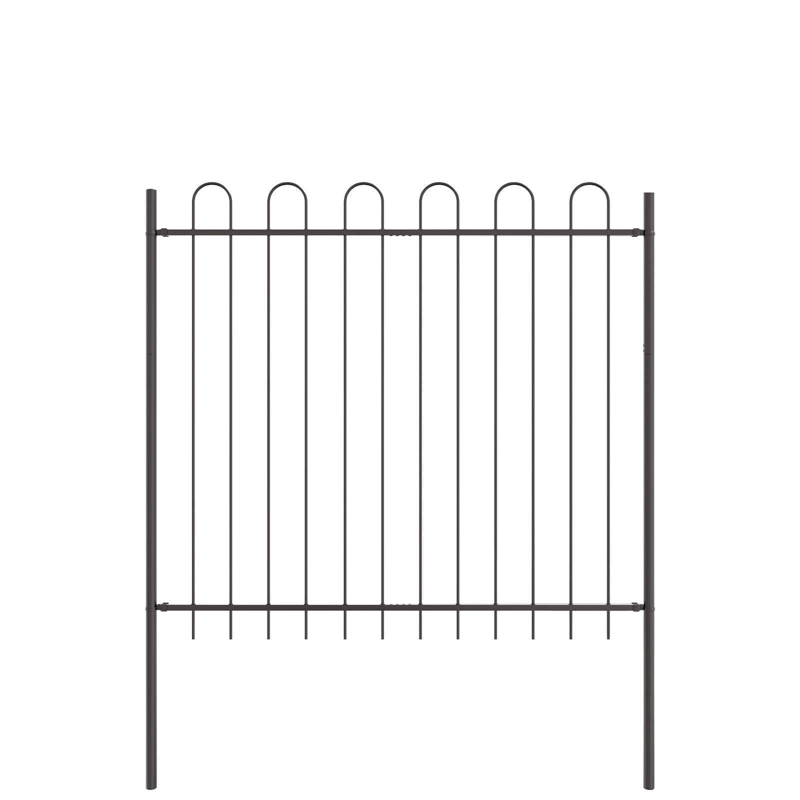 vidaXL Recinzione da Giardino Grigia a Punta Rotonda - 8.5m di Lunghezza e 1.5m di Altezza. Barriera Zincata Perfetta per Giardini, Cortili e Aiuole. Recinzione Moderna per Esterni, Ideale per Terra
