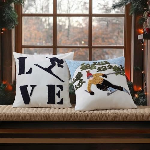 Image of Eddie Bauer - Decorative Pillow, Textured Square Throw Pillow with Zipper Closure & Loop Embroidery, Home Decor for Couch or Bed (Ski Hills Green, 20 inch x 20 inch)