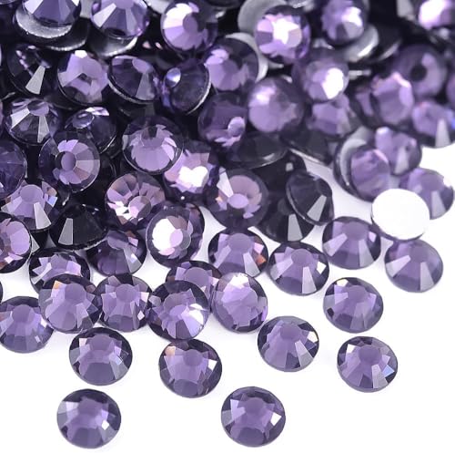 Image of 2880pcs Glass Flatback Rhinestones for Nail Art Crafts, Multi-Size Round Crystal Gems for DIY Decoration 2-4.8mm SS6-20 Tanzanite
