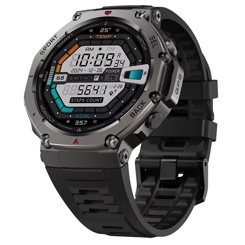 Shyenah DM58 GPS Adventure & Sports Smartwatch – 1.43 HD AMOLED Display | 5ATM Waterproof, 170+ Sports Modes | Compass, Altimeter | 24H Sleep, HR, SpO2 & Stress Monitoring | 500mAh Battery(Black Band)