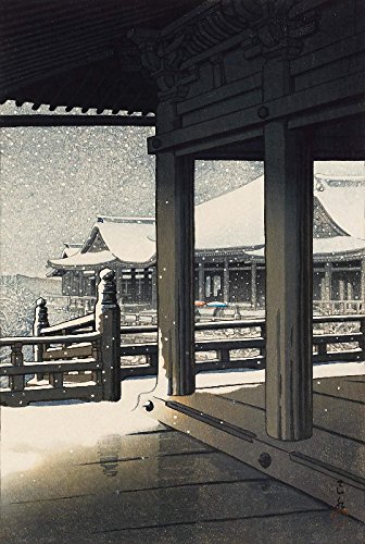 Japanese Art Print - Evening Snowfall at Kiyomizu Temple by Kawase Hasui