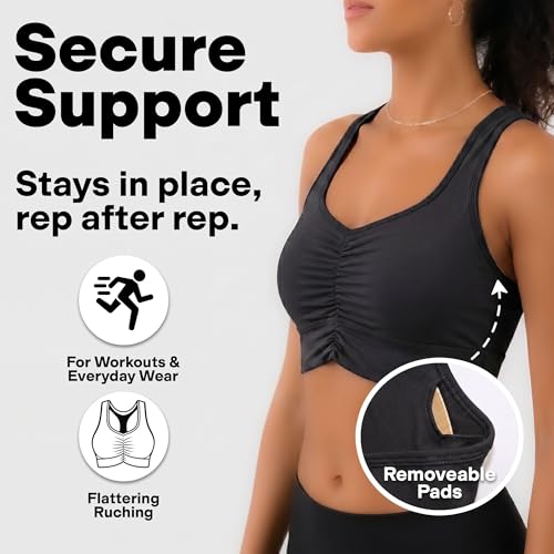 Image of POPSUGAR Sports Bras for Women - Y Back, High Neck, Strappy & Long Line Padded Racerback Bra Workout Yoga Top Racer Back Bra