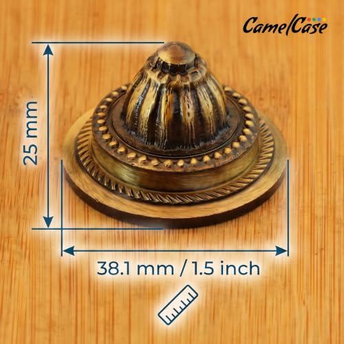 Image of CamelCase Rajwadi Brass dooms for Main Door and Pooja Room (38.1mm / 1.5 Inch) | Antique Finish Solid Brass Decorative Door Domes for Traditional Wooden Gates & Home Decor | Pack of 4