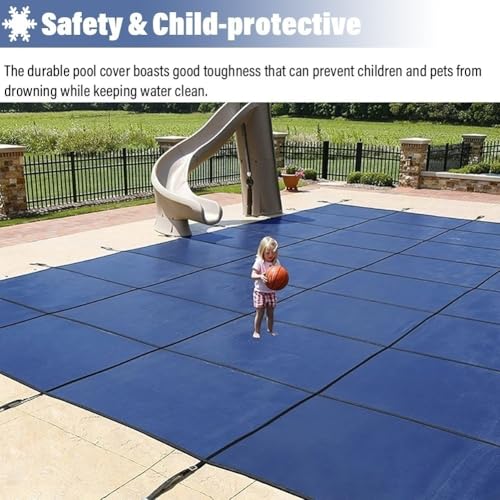Bâche de sécurité ronde pour piscine creusée avec ancrages en laiton, crochet, ressorts et kit d'outils