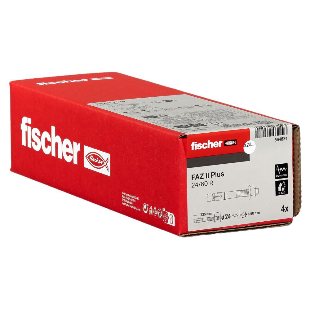 fischer FAZ II Plus 24/60 R Heavy Duty Anchor Made of Stainless Steel with High Load Capacity, Anchor Bolt for Fixings Heavy Loads and Steel Structures, Seismic & ETA Approval — image 1