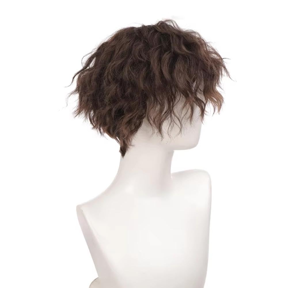 Accesorios Pelucas Peluca Pelo Rizado Onda Corta Marrón Negro Para Hombres Pelucas Uso Diario Fiesta(Brown)
