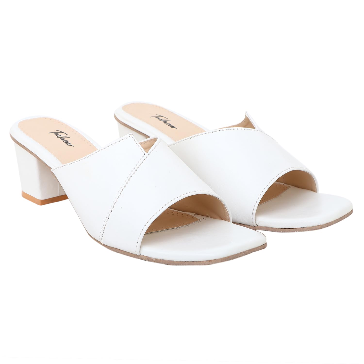 Todhwear Womens Block Mule Heeled Double Cut Sandals Backless Square Open Toe Slip on Mules Heeled Slippers Dressy Party Prom Wedding Shoes (White, 8) (B0D9WQZ376) Amazon Price History, Amazon Price Tracker