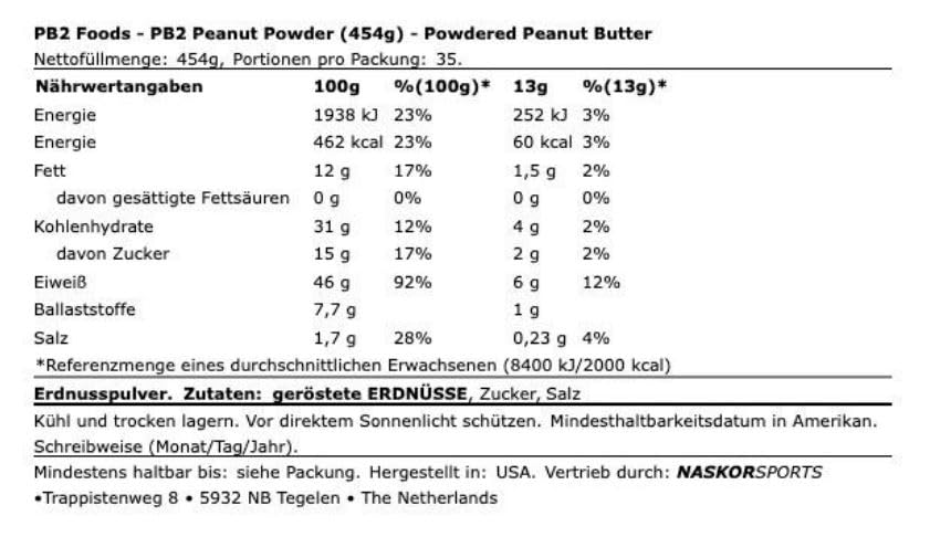 Bell Plantation PB2 Peanut Butter (Powdered) Original 454g