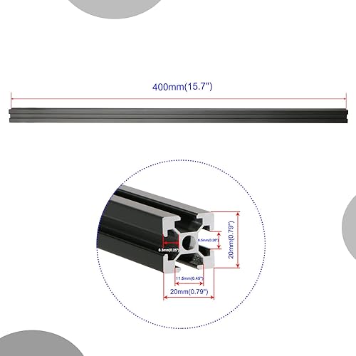 Miniatura 2 de 4 piezas de extrusión de aluminio de 15.748 in con ranura en V 2020 estándar europeo anodizado marco de perfil para piezas de impresora 3D, riel